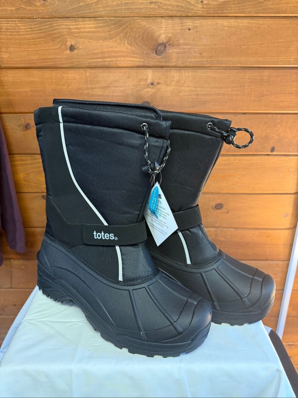 Totes Snowstorm Men's Waterproof Winter Boots, Black Sz 13 NIB